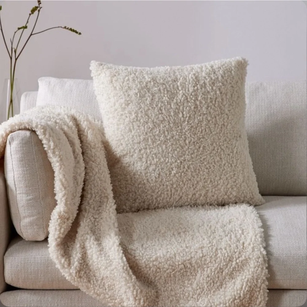 RESTORATION HARDWARE RH Brown Soft Fleece Faux Fur Reversible Cozy Blanket Throw
